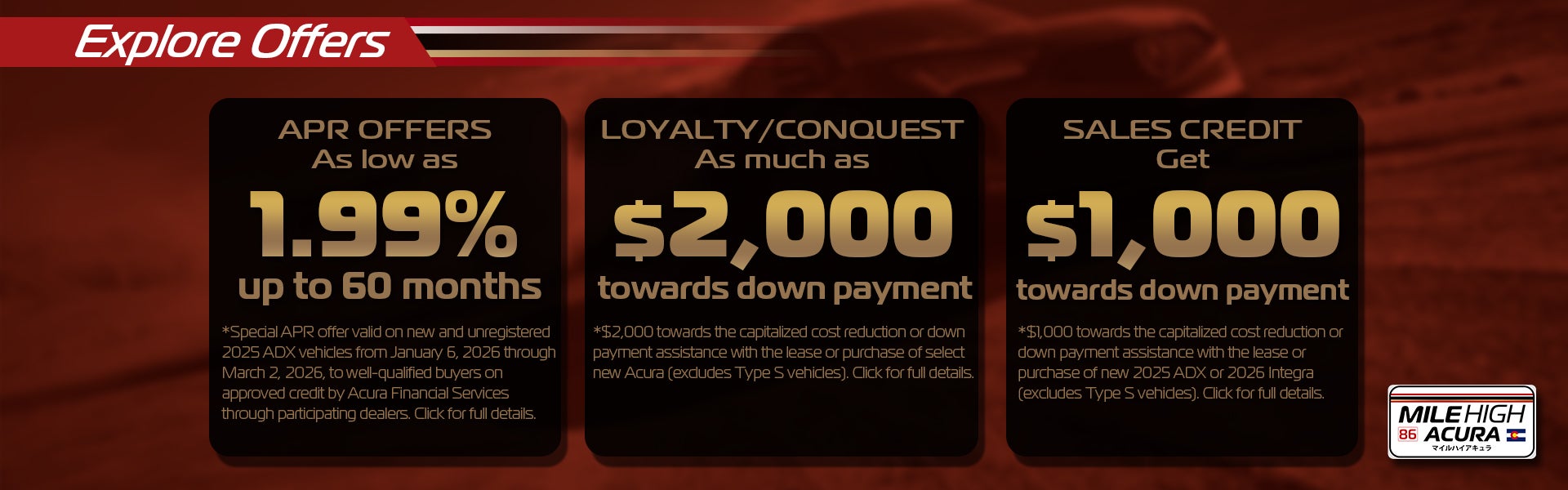 APR, Loyalty/Conquest and Sales Credit Offers