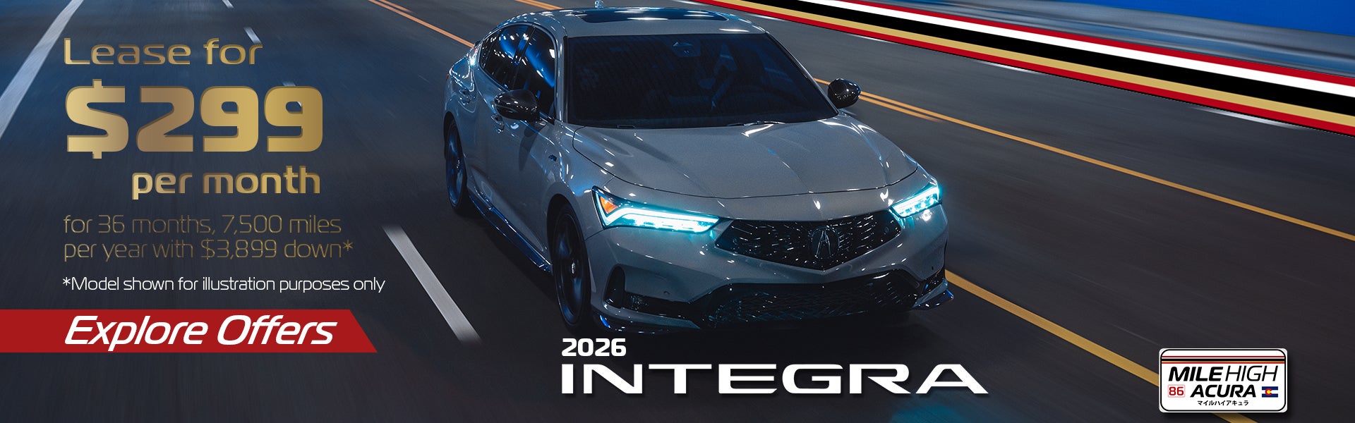 New Acura Integra Lease for $299 per month